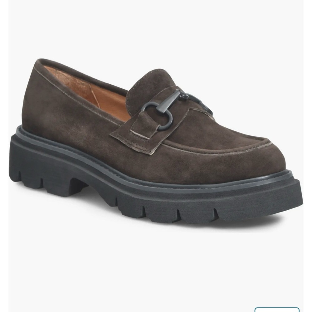 Sofft Satara Chunky Horsebit Loafer Lug Sole Chocolate Brown Suede Size 9.5